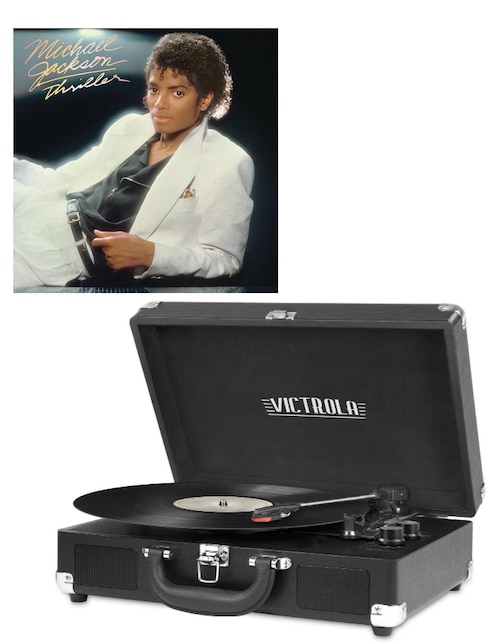 Tornamesa Victrola + LP acetato Thriller de Michael Jackson