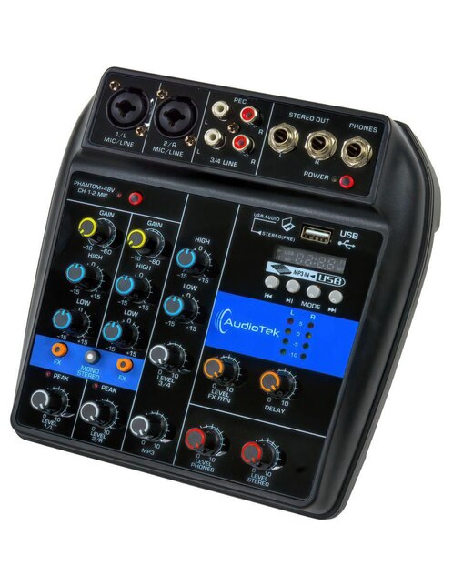 Mezcladora Mixer Audiotek MKZ-MEZCLA4CHNEG