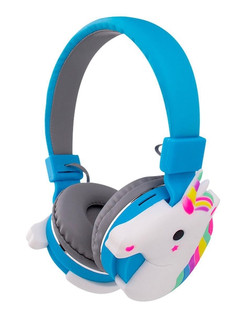 Audífonos On-Ear Techzone Diadema Unicornio alámbricos e inalámbricos Azul