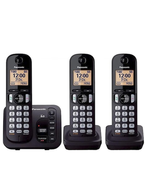 Set de telefonos 3 auriculares inalámbrico Panasonic KX-TGC253CB