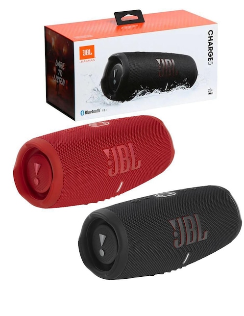 Set de bocinas JBL Charge 5 negro y rojo inalámbrica