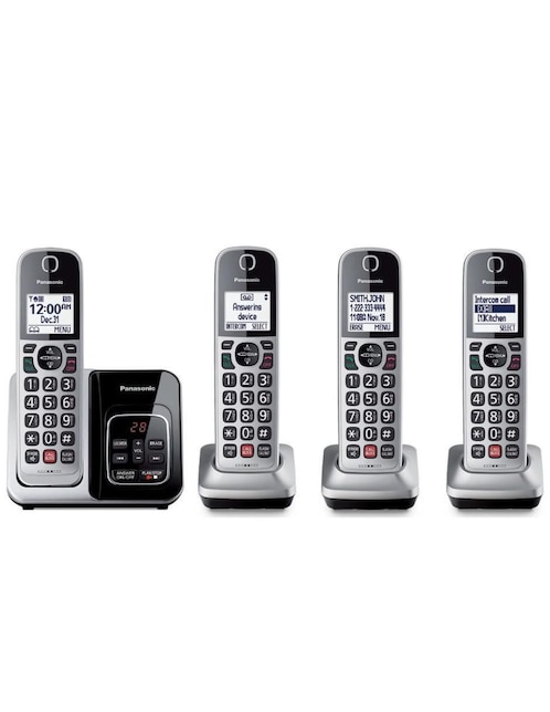 Set de teléfonos Panasonic inalámbrico KX-TG3824S 4 auriculares