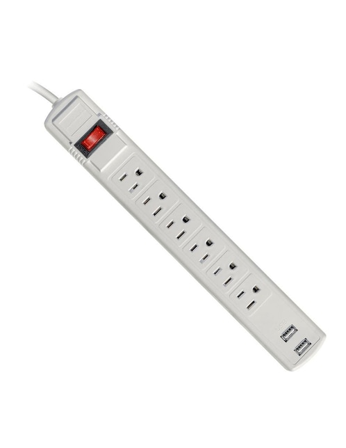 Multicontacto Audiobahn abm906 de 6 contactos 2 puertos USB y 1 puerto USB C