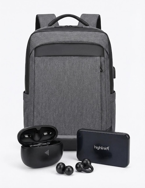 Set de audífonos Highlink Ultrafree, Backpack y Powerbank inalámbricos con