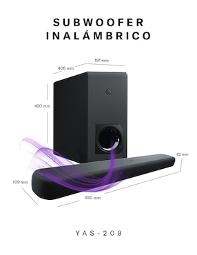 Barra de sonido Yamaha Yas209 con subwoofer