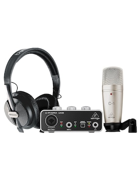 Sistema de Grabación Behringer U-Phoria Studio Interfaz UM2 Micrófono C1 Audífonos HPS5000