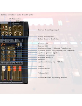 Mezcladora de Audio DJ Audiotek MKZ-MEZCL12CHNEG