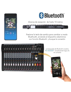 Mezcladora de Audio DJ Audiotek MKZ-MEZCL12CHNEG
