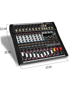 Mezcladora Amplificada Mixer Audiotek MKZ-MEZCLA8CHNEG