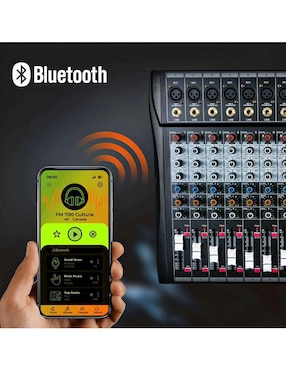 Mezcladora Amplificada Mixer Audiotek MKZ-MEZCLA8CHNEG