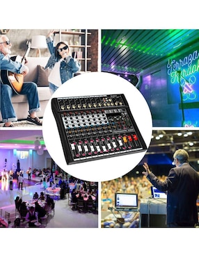 Mezcladora Amplificada Mixer Audiotek MKZ-MEZCLA8CHNEG