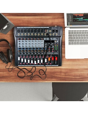 Mezcladora Amplificada Mixer Audiotek MKZ-MEZCLA8CHNEG