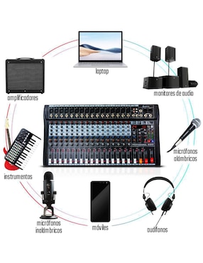 Mezcladora Mixer Audiotek MKZ-MEZCL16CHNEG