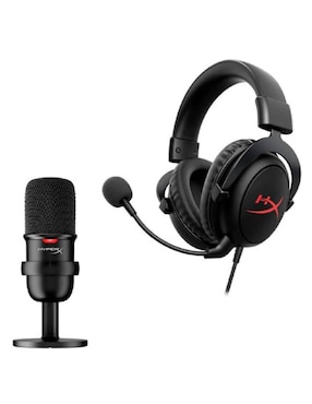 Audífonos Over-Ear Hyperx Streamer Starter Pack alámbricos e inalámbricos con cancelación de ruido