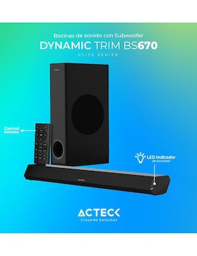Barra de sonido Acteck Dynamic Trim Bs670 Ac-935913 con subwoofer