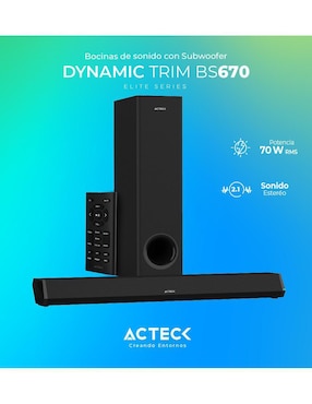 Barra de sonido Acteck Dynamic Trim Bs670 Ac-935913 con subwoofer