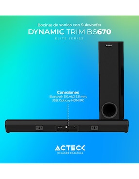 Barra de sonido Acteck Dynamic Trim Bs670 Ac-935913 con subwoofer