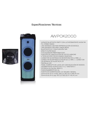 Bafle de piso Aiwa AWPOK200D