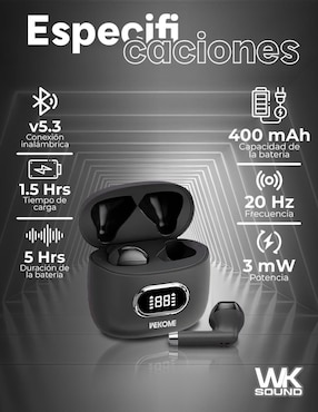 Audífonos True Wireless Wekome Ws-01 Tws inalámbricos