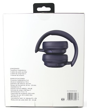 Audífonos On-Ear Ground Sound Groove Anc Híbrida alámbricos/inalámbricos con cancelación de ruido