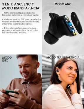 Audífonos True Wireless Akane Anc 35Db Bt 5.3 inalámbricos con cancelación de ruido