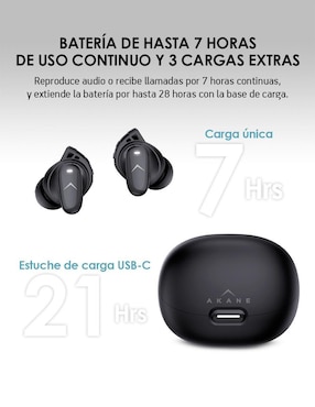 Audífonos True Wireless Akane Anc 35Db Bt 5.3 inalámbricos con cancelación de ruido