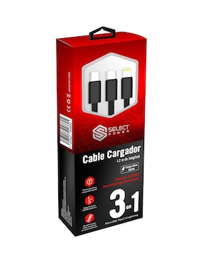 Cable lightning, micro USB y tipo C Select Sound a tipo lightning de 1 m
