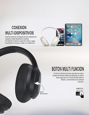 Audífonos Over-Ear Fantech Wh05A alámbricos e inalámbricos con cancelación de ruido