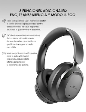 Audífonos On-Ear Akane Anc 35 Db inalámbricos con cancelación de ruido