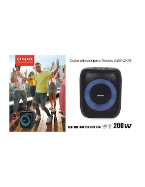 Bocina portátil Aiwa AWPOK9T-NEGRA bluetooth