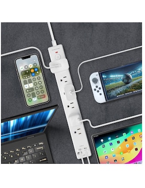 Multicontacto Audiobahn abm1106 de 6 contactos 2 puertos USB y 1 puerto USB C