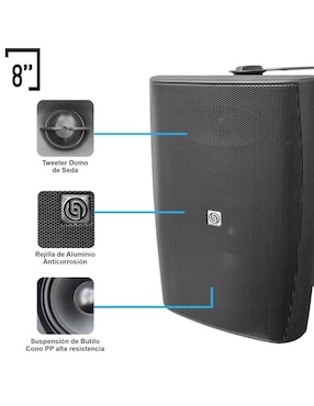 Bafle empotrable Steelpro W80.100BLACK