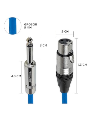 Cable auxiliar 6.35 mm Steelpro a tipo Plug 1/4 pulgada de 1 m