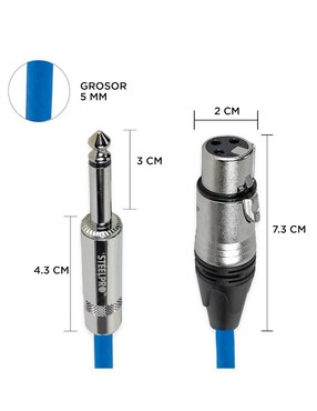 Cable XLR Steelpro a tipo auxiliar 6.35 mm de 1 m