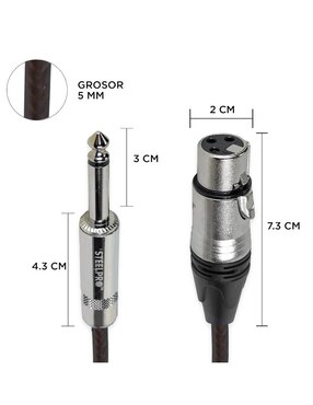 Cable auxiliar 6.35 mm Steelpro a tipo XLR de 1 m