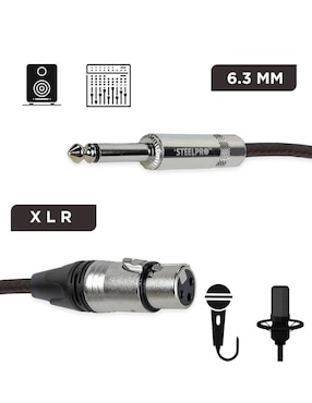 Cable auxiliar 6.35 mm Steelpro a tipo XLR de 1 m