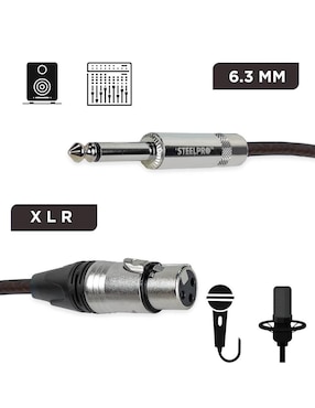 Cable XLR Steelpro a tipo auxiliar 6.35 mm de 1 m