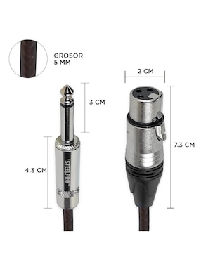 Cable XLR Steelpro a tipo auxiliar 6.35 mm de 1 m