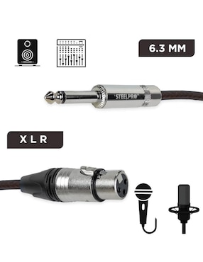 Cable XLR Steelpro a tipo auxiliar 6.35 mm de 1 m