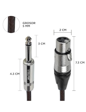 Cable XLR Steelpro a tipo auxiliar 6.35 mm de 1 m