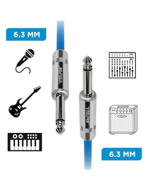 Cable auxiliar 6.35 mm Steelpro a tipo auxiliar 6.35 mm de 1 m