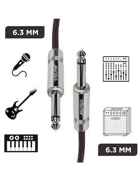 Cable auxiliar 6.35 mm Steelpro a tipo auxiliar 6.35 mm de 3 m