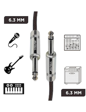 Cable auxiliar 6.35 mm Steelpro a tipo auxiliar 6.35 mm de 10 m