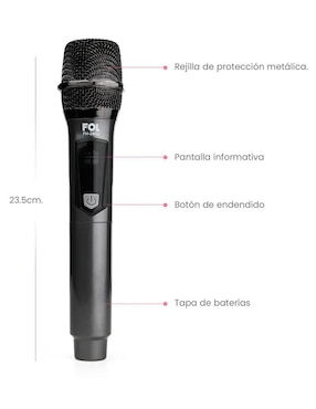 Micrófono semi profesional inalámbrico Fol UHF FH-280U