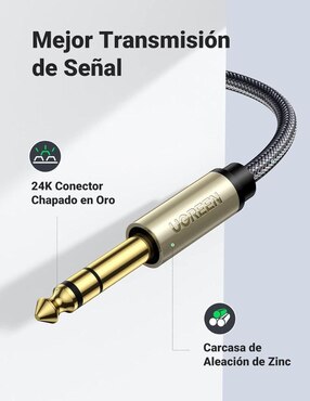 Cable auxiliar 3.5 mm Ugreen a tipo auxiliar 6.35 mm de 1 m