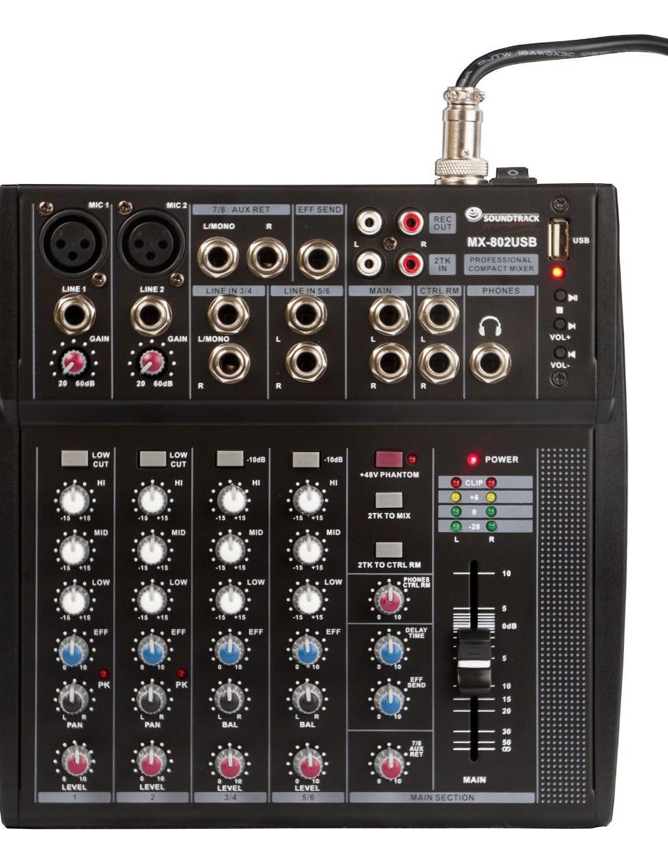 Mezcladora Soudntrack MX802USB 8 Canales/ Ecualizador 3 bandas Mezcladora Soudntrack MX802USB 8 Canales/ Ecualizador 3 bandas