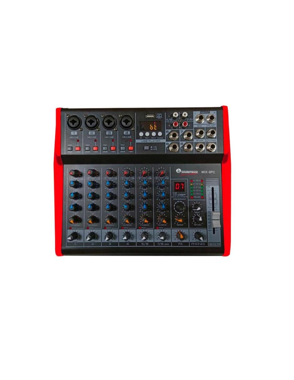 Mezcladora Amplificada MIX-8PC 8 Canales/150W x2 phantom