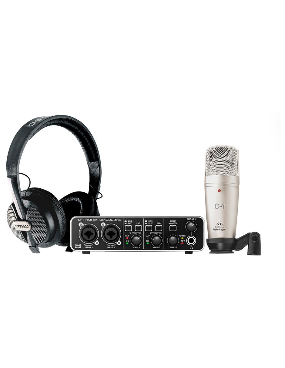 Sistema de Grabación U-Phoria Studio Pro Interfaz UMC202HD Micrófono C1 Audífonos HCS5000 Sistema de Grabación U-Phoria Studio Pro Interfaz UMC202HD Micrófono C1 Audífonos HCS5000