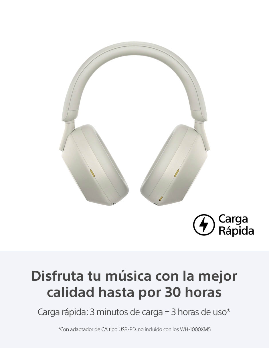 Audífonos over - ear Sony WH-1000XM5 Alámbricos e inalámbricos con  cancelación de ruido