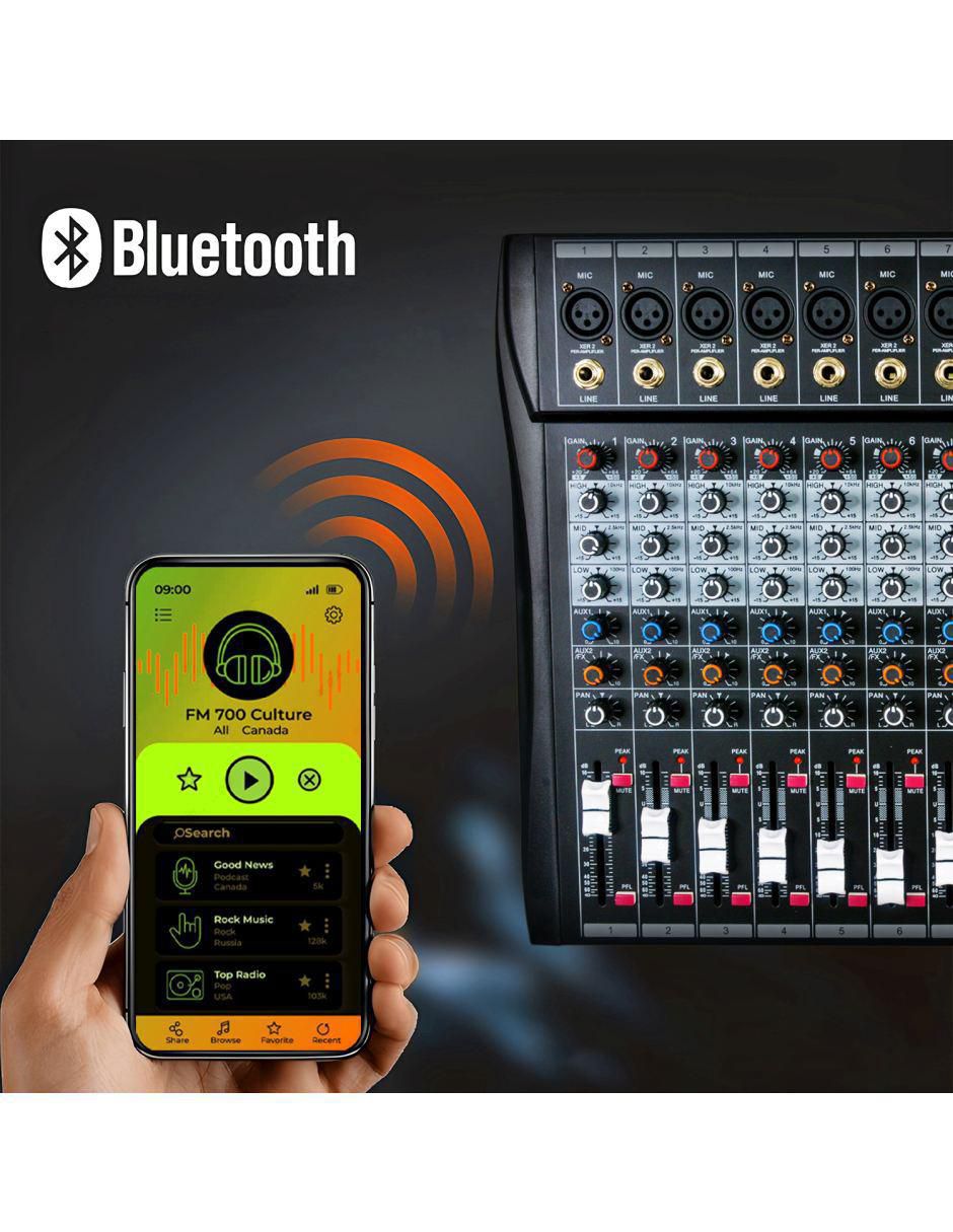 Mezcladora Amplificada Mixer MKZ-MEZCLA8CHNEG 3